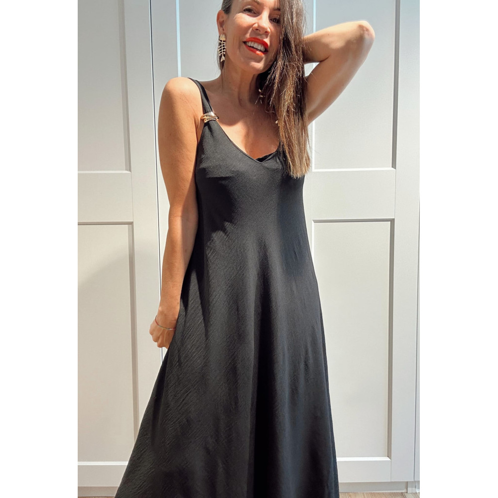 Vestido Evasé Pieza Metal ANKENY Negro HEVE