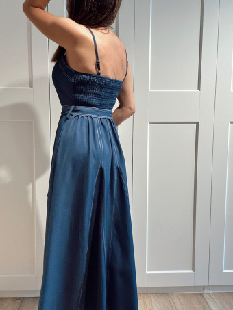 Vestido Evasé con Cinturón ALDARA Azul HEVE