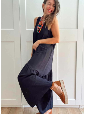 Vestido con Volante Asimétrico VANYS Marino HEVE