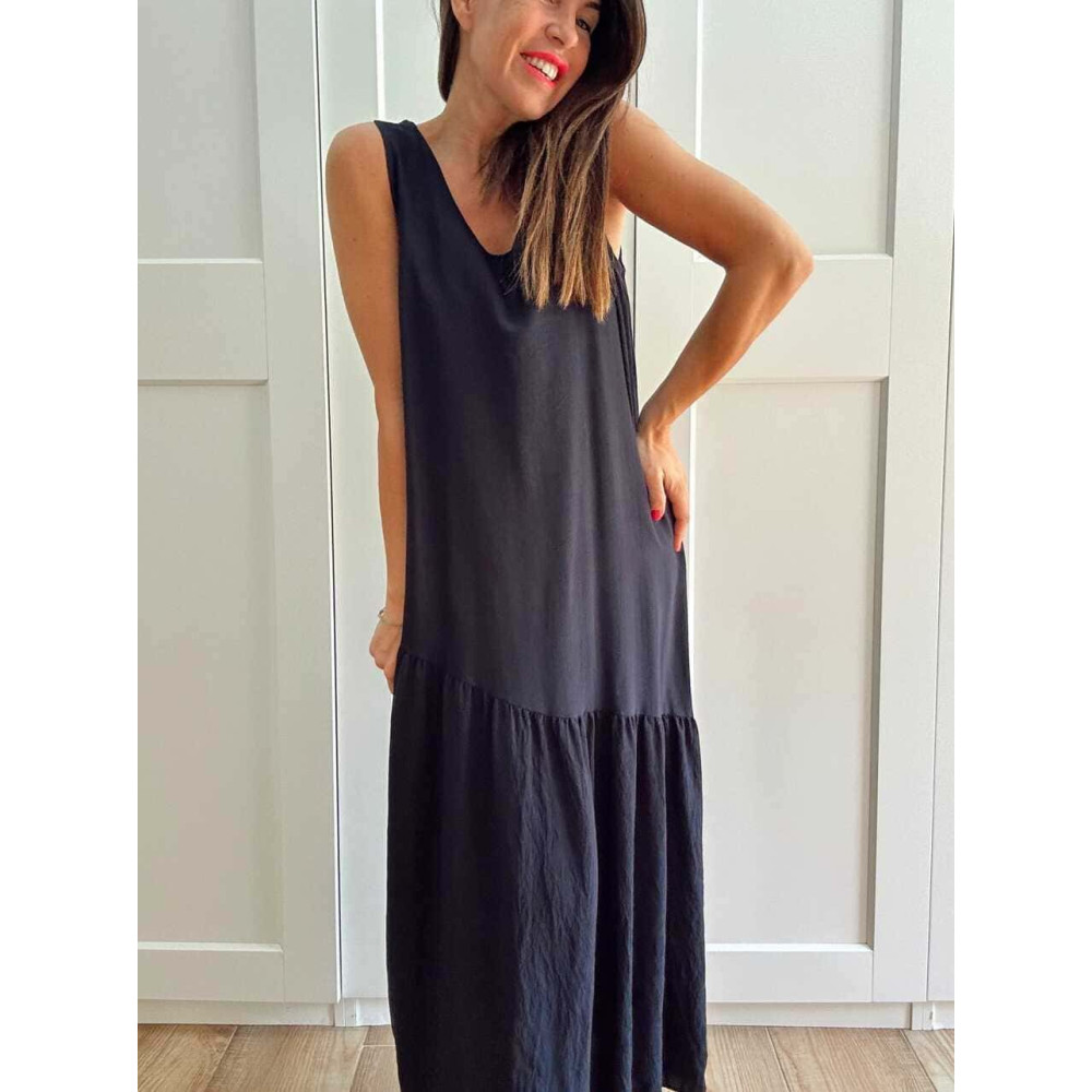 Vestido con Volante Asimétrico VANYS Marino HEVE