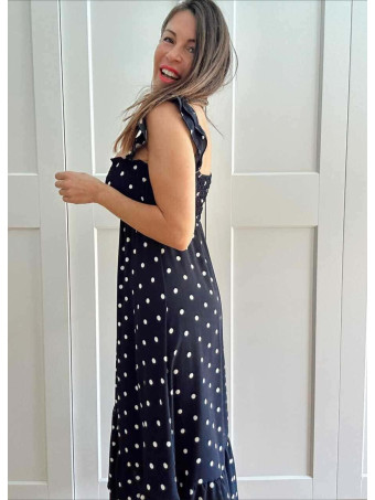 Vestido Lunares Nido de Abeja SALENZIA Marino HEVE