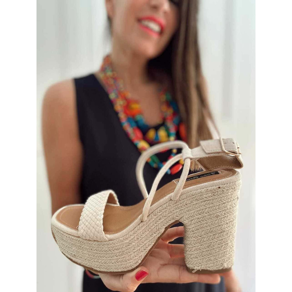 Sandalia Tacón y Plataforma FIORENZA Beige HEVE