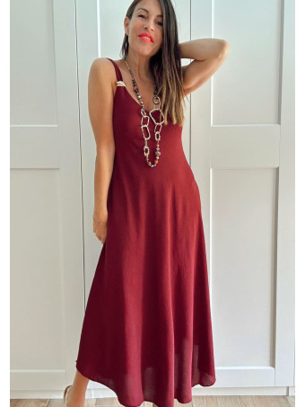 Vestido Evasé Pieza Metal ANKENY Burdeos HEVE