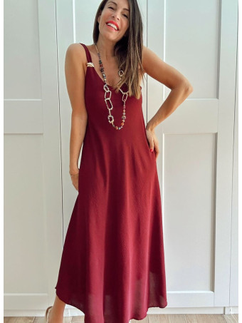 Vestido Evasé Pieza Metal ANKENY Burdeos HEVE