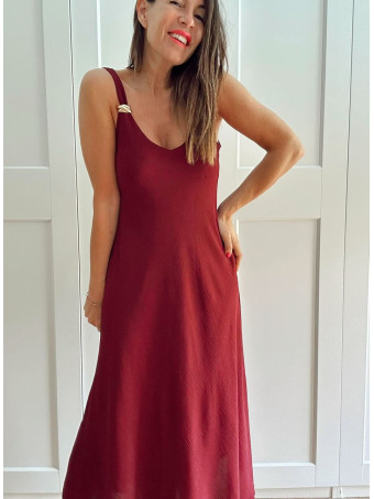 Vestido Evasé Pieza Metal ANKENY Burdeos HEVE