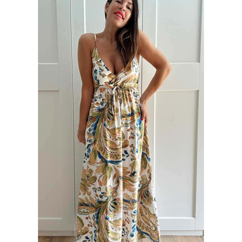 Vestido Largo Estampado Hojas LUREVIA HEVE