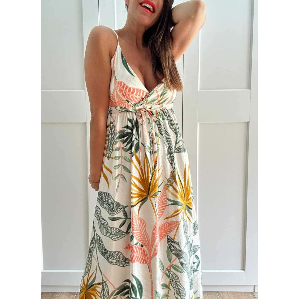 Vestido Largo Estampado Hojas NELKAIA HEVE