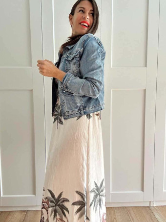 Vestido Lino Estampado Tropical MAELANI HEVE