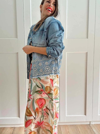 Sobrecamisa Vaquera Bordado-Perforado LIREMINA Blue Jean HEVE