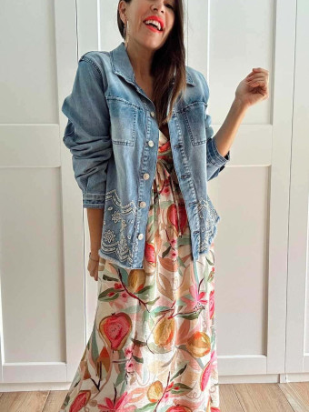 Sobrecamisa Vaquera Bordado-Perforado LIREMINA Blue Jean HEVE