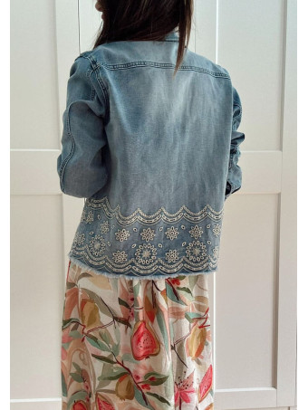Sobrecamisa Vaquera Bordado-Perforado LIREMINA Blue Jean HEVE