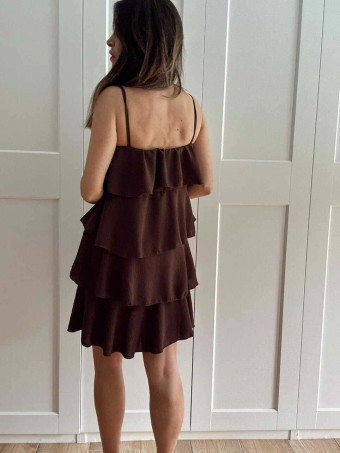Vestido Volantes SKALA Marrón HEVE