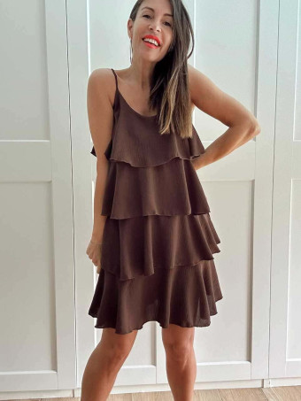Vestido Volantes SKALA Marrón HEVE