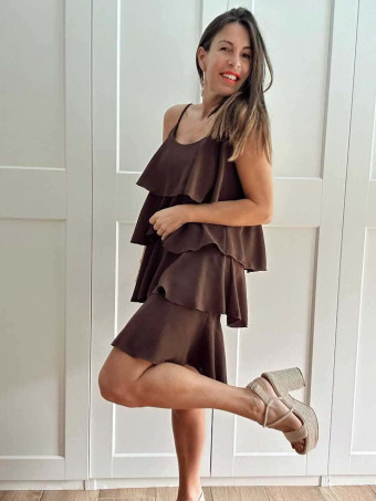 Vestido Volantes SKALA Marrón HEVE
