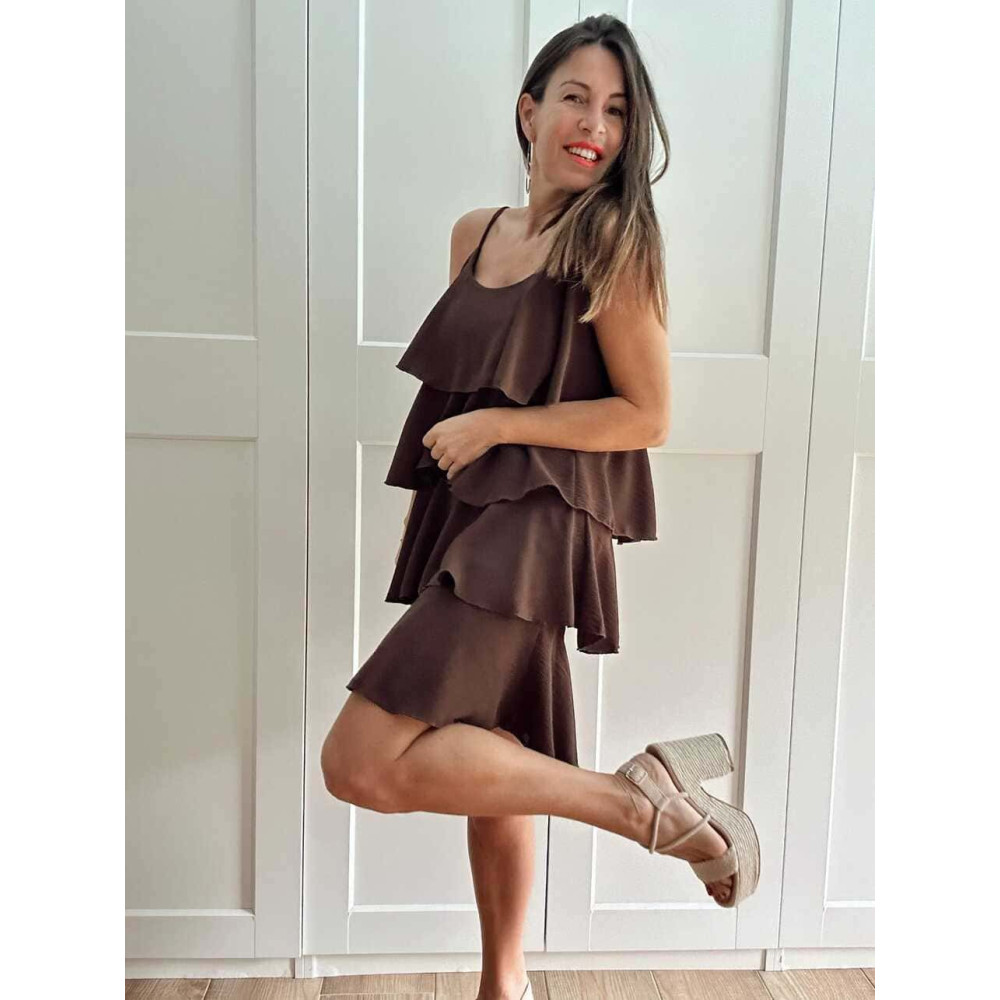 Vestido Volantes SKALA Marrón HEVE
