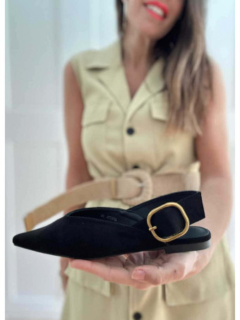 Zapato Destalonado Efecto Ante VYRESSA Negro HEVE