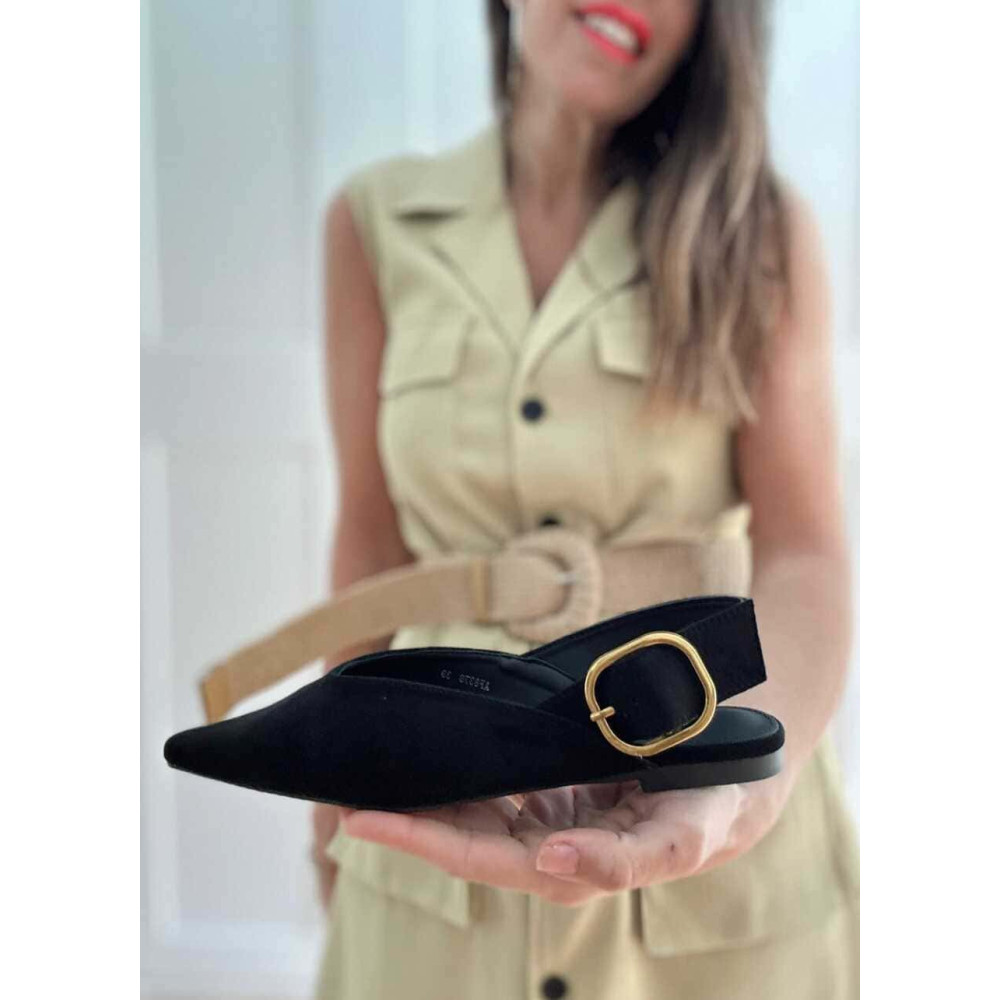 Zapato Destalonado Efecto Ante VYRESSA Negro HEVE