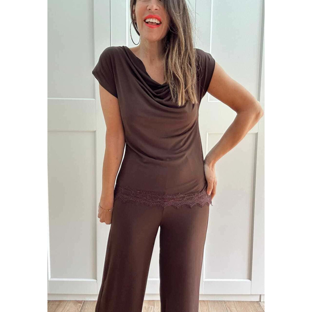 Conjunto Cuerpo y Pantalón SELENDRA Marrón HEVE