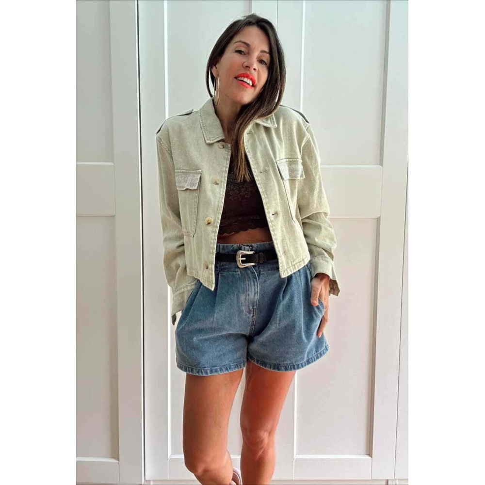 Cazadora Vaquera Strass LUMEK Khaki HEVE