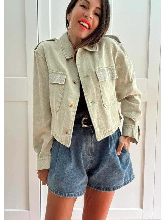 Cazadora Vaquera Strass LUMEK Khaki HEVE