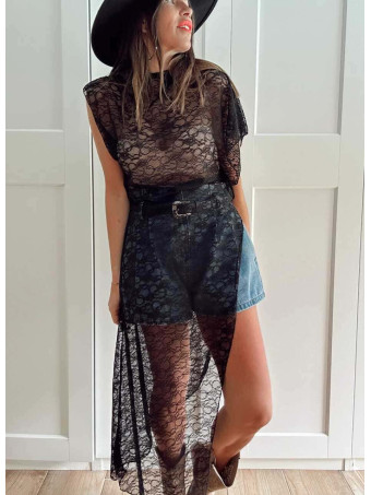 Cuerpo Extra Long Encaje LIVAREL Negro HEVE