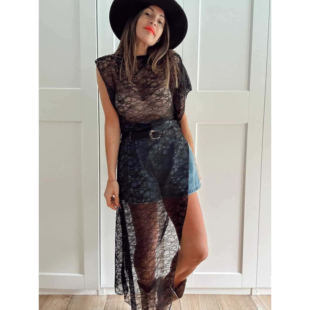 Cuerpo Extra Long Encaje LIVAREL Negro HEVE