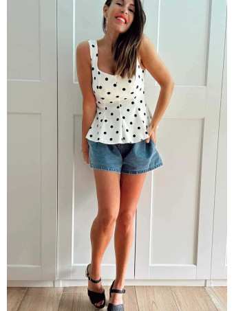 Cuerpo Peplum Lunares MACARYNE Blanco HEVE