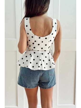 Cuerpo Peplum Lunares MACARYNE Blanco HEVE