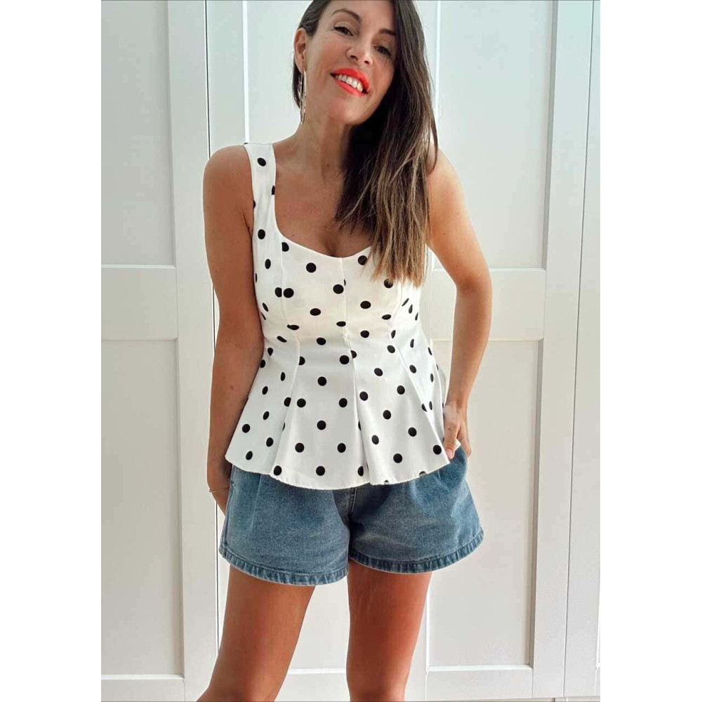 Cuerpo Peplum Lunares MACARYNE Blanco HEVE
