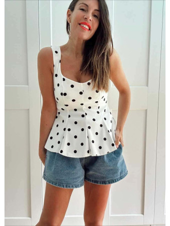 Cuerpo Peplum Lunares MACARYNE Blanco HEVE