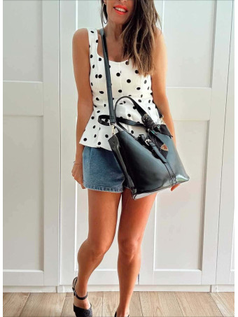 Cuerpo Peplum Lunares MACARYNE Blanco HEVE
