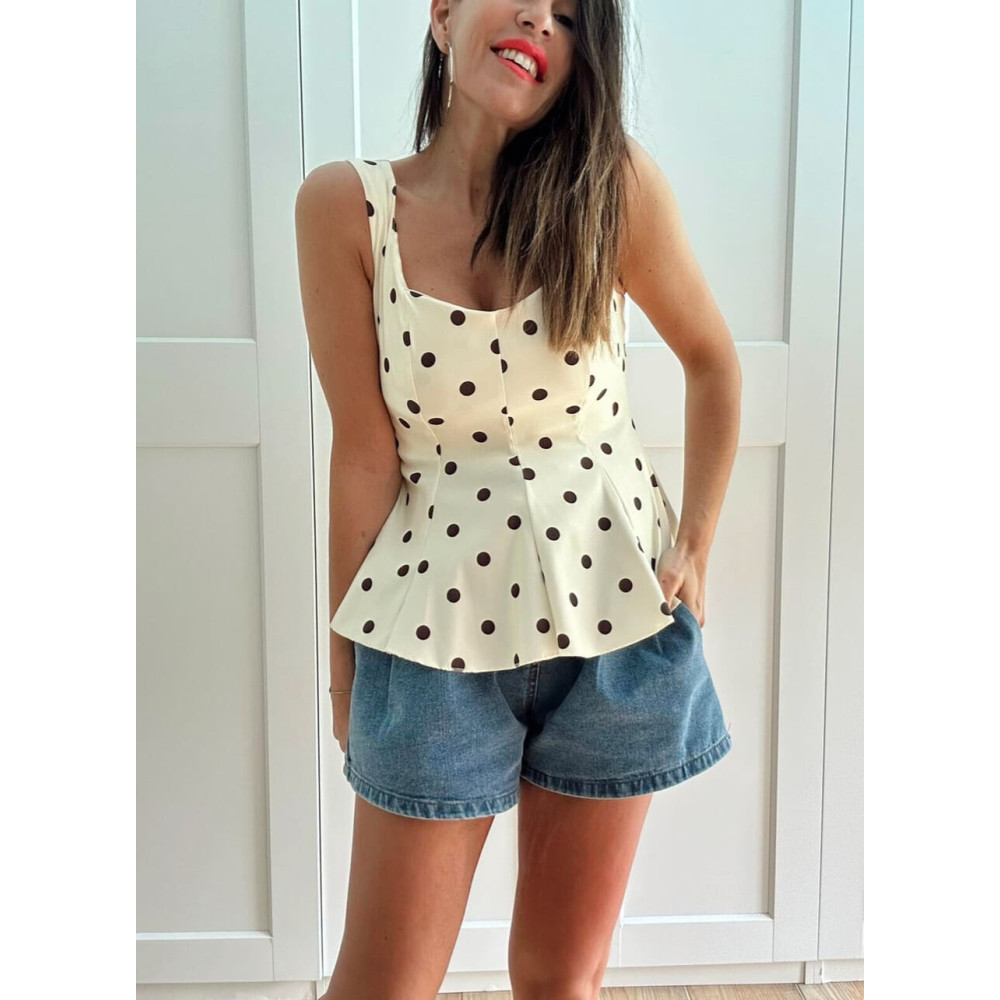 Cuerpo Peplum Lunares MACARYNE Amarillo HEVE