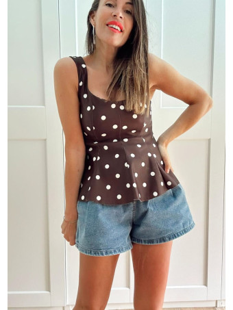 Cuerpo Peplum Lunares MACARYNE Marrón HEVE