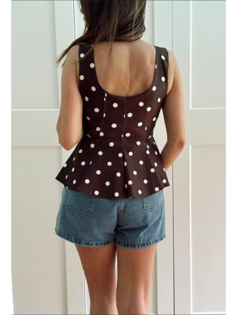 Cuerpo Peplum Lunares MACARYNE Marrón HEVE