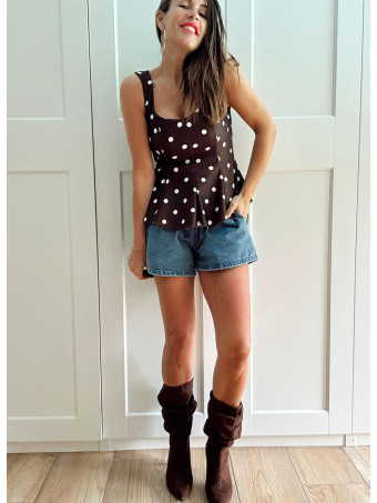 Cuerpo Peplum Lunares MACARYNE Marrón HEVE