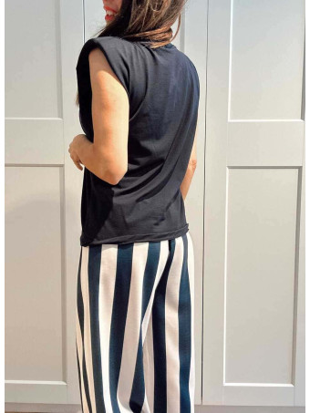 Pantalón Rayas con Cinturón HYALINE Marino HEVE
