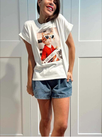 Camiseta Algodón NEWSCATTER Blanco HEVE