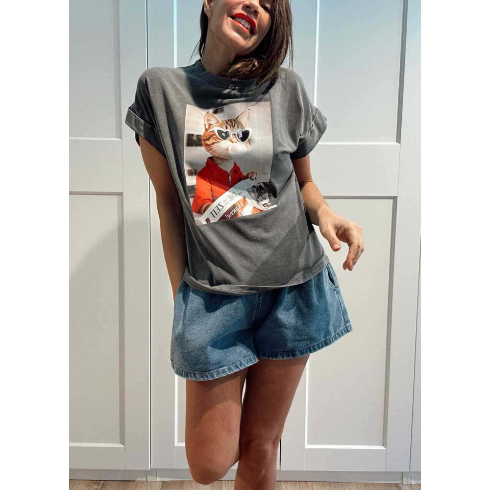 Camiseta Algodón NEWSCATTER Gris HEVE