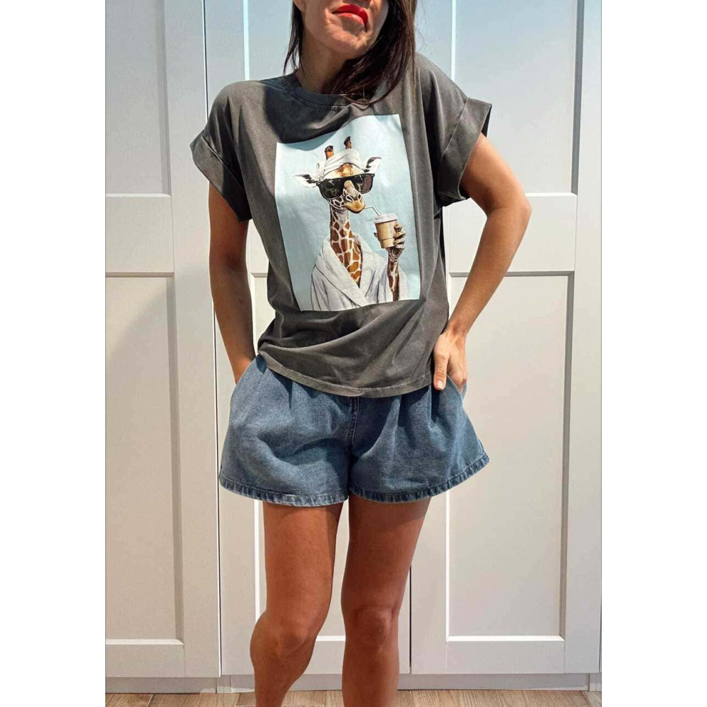 Camiseta Algodón GIRAFFE SPA MOOD Gris HEVE