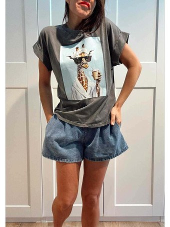 Camiseta Algodón GIRAFFE SPA MOOD Gris HEVE