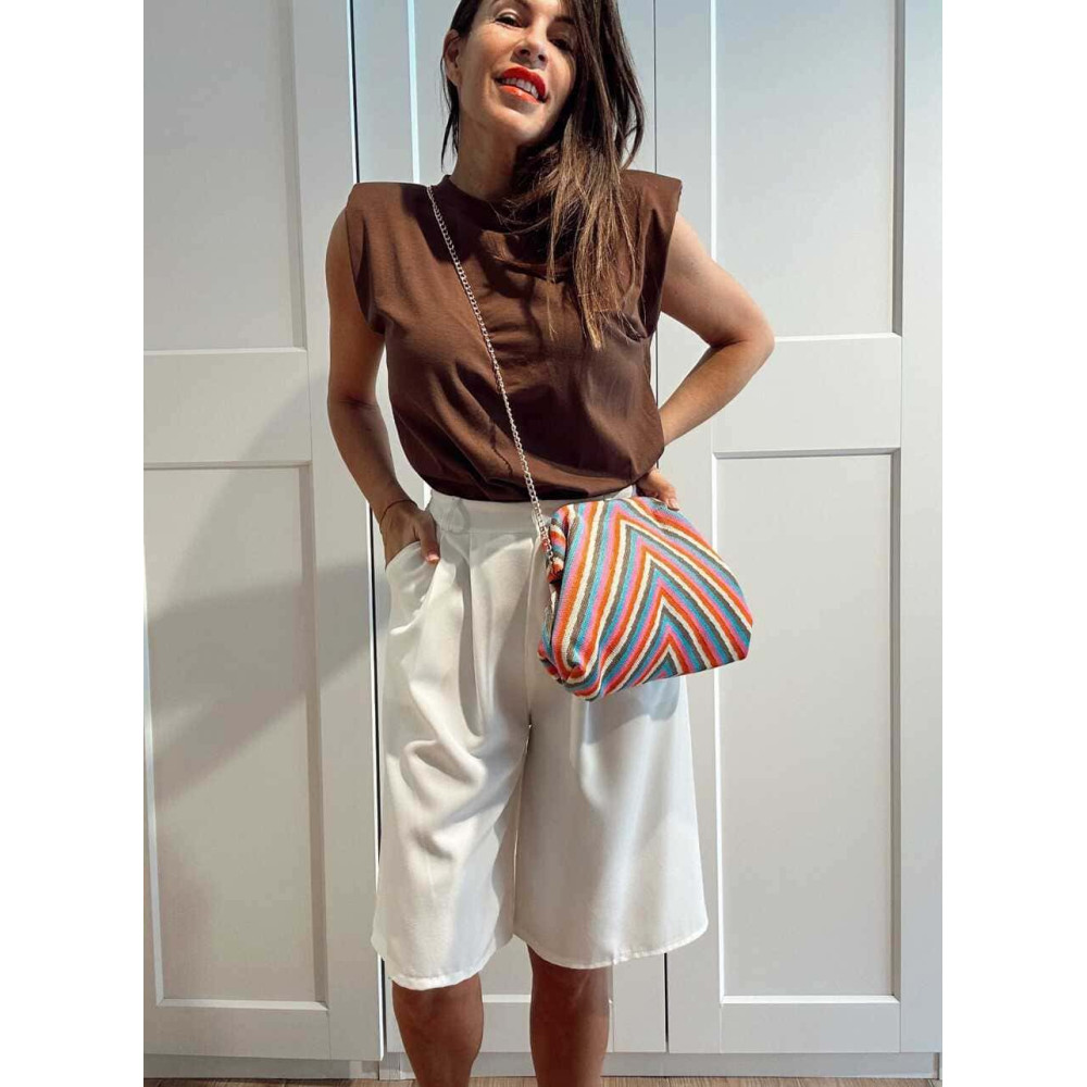 Bolso Lona Frame Bag Rayas Oblicuas Rosa HEVE