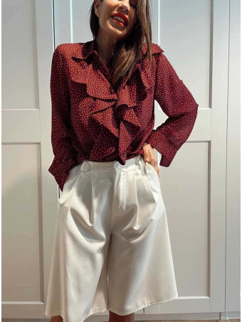 Blusa Lunares con Chorreras MACCHIA Burdeos HEVE