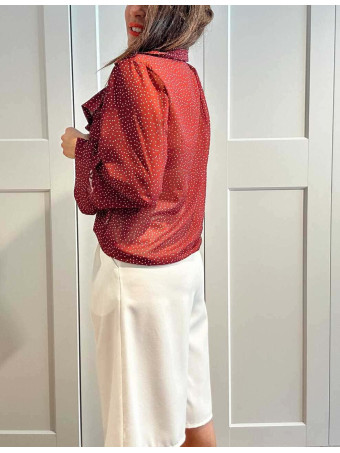 Blusa Lunares con Chorreras MACCHIA Burdeos HEVE