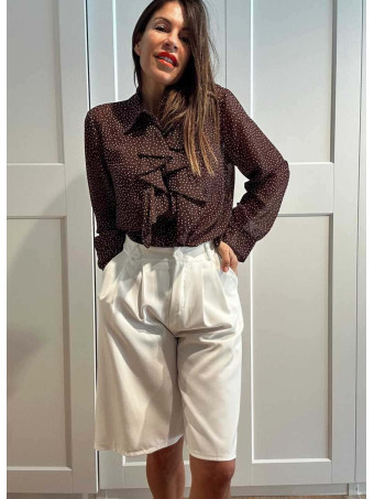 Blusa Lunares con Chorreras MACCHIA Marrón HEVE
