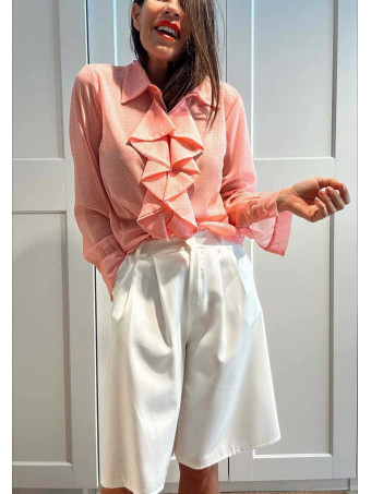 Blusa Lunares con Chorreras MACCHIA Rosa HEVE
