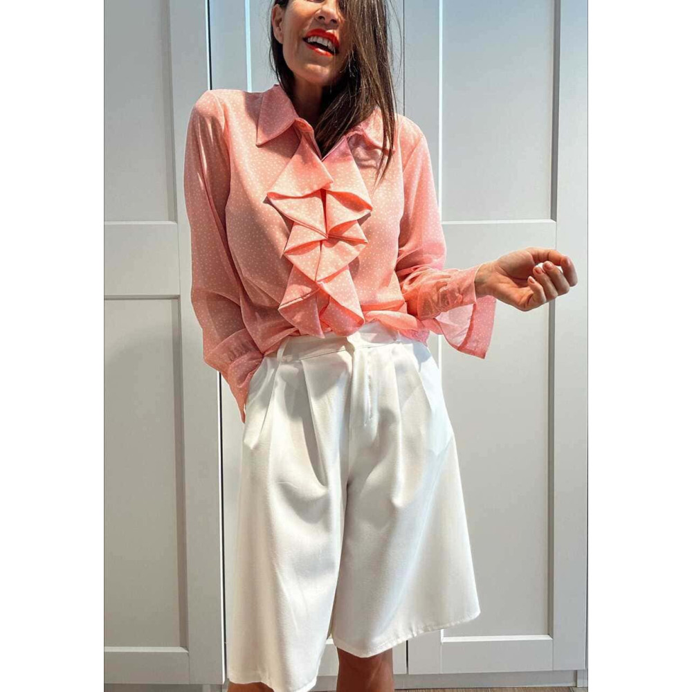 Blusa Lunares con Chorreras MACCHIA Rosa HEVE