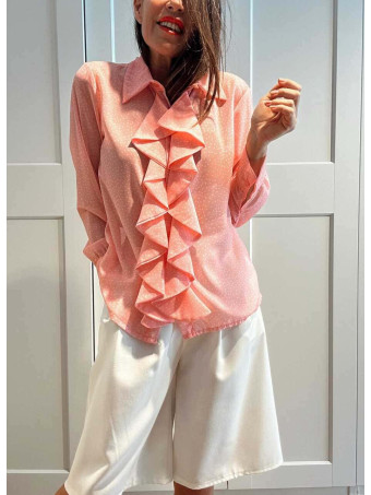 Blusa Lunares con Chorreras MACCHIA Rosa HEVE