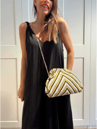 Bolso Lona Frame Bag Rayas Oblicuas Amarillo HEVE