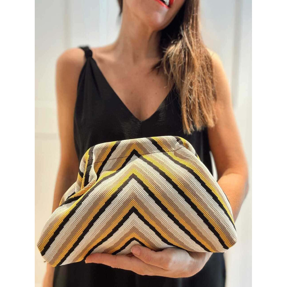 Bolso Lona Frame Bag Rayas Oblicuas Amarillo HEVE