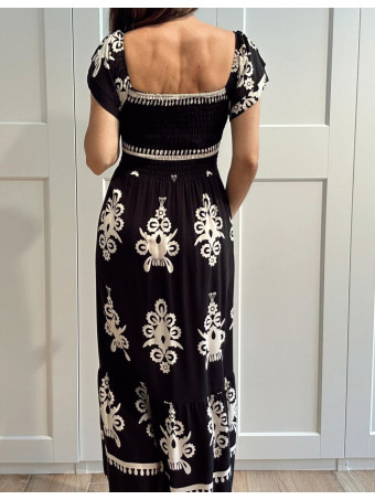 Vestido Estampado Étnico BALKAN Negro HEVE